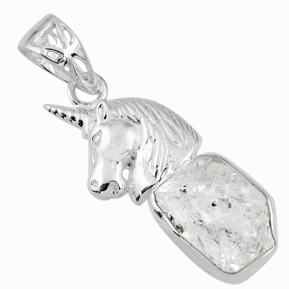 7.11cts natural white herkimer diamond 925 sterling silver horse pendant r56875