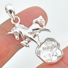 7.67cts natural white herkimer diamond 925 sterling silver horse pendant t29666