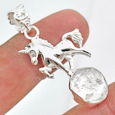 7.41cts natural white herkimer diamond 925 sterling silver horse pendant t29680