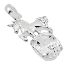 12.26cts natural white herkimer diamond 925 sterling silver horse pendant y57609
