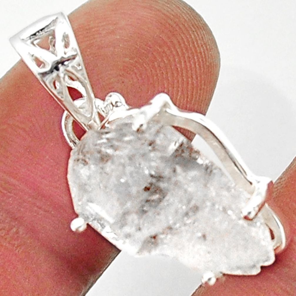 11.73cts natural white herkimer diamond 925 sterling silver pendant r30048