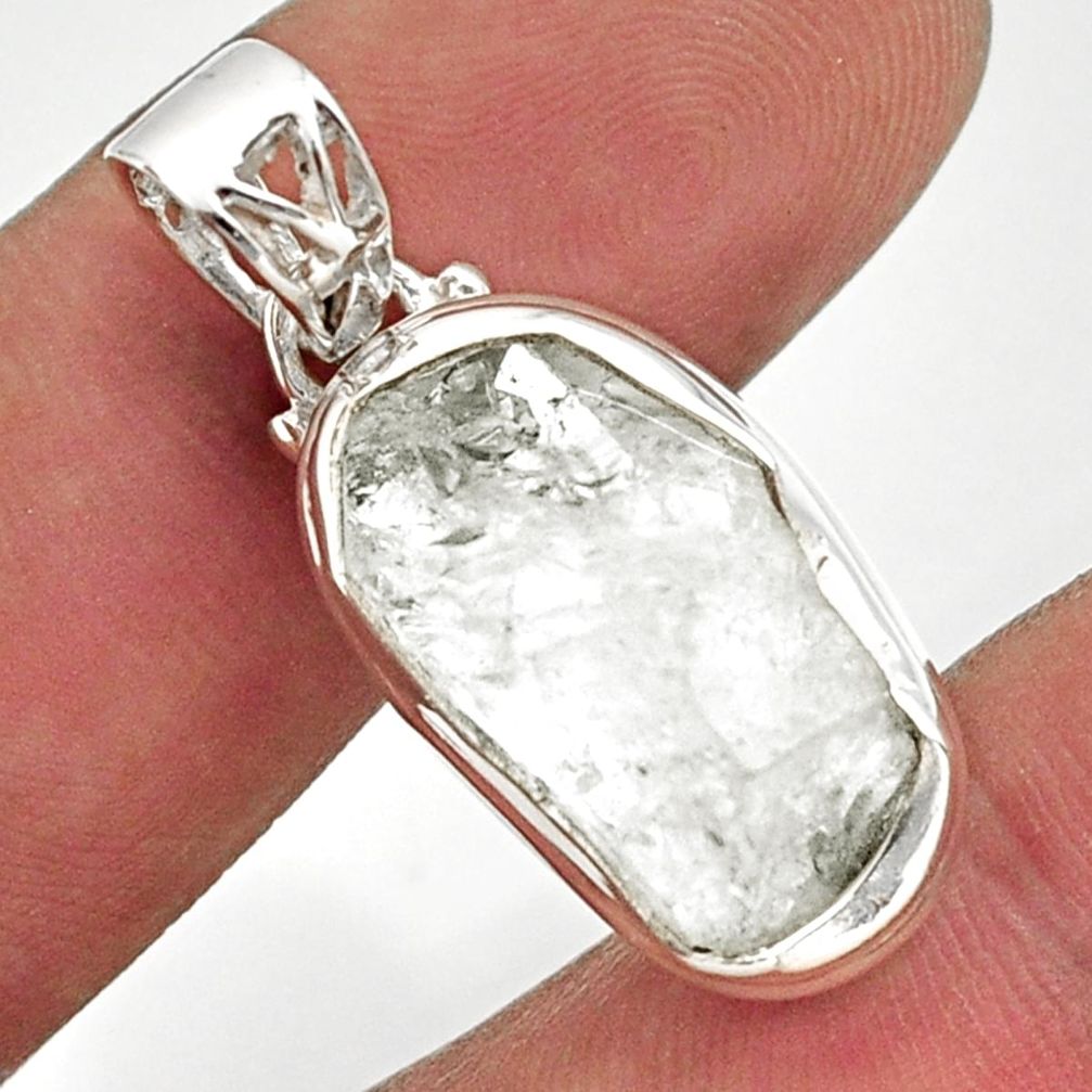 12.60cts natural white herkimer diamond 925 sterling silver pendant r30059
