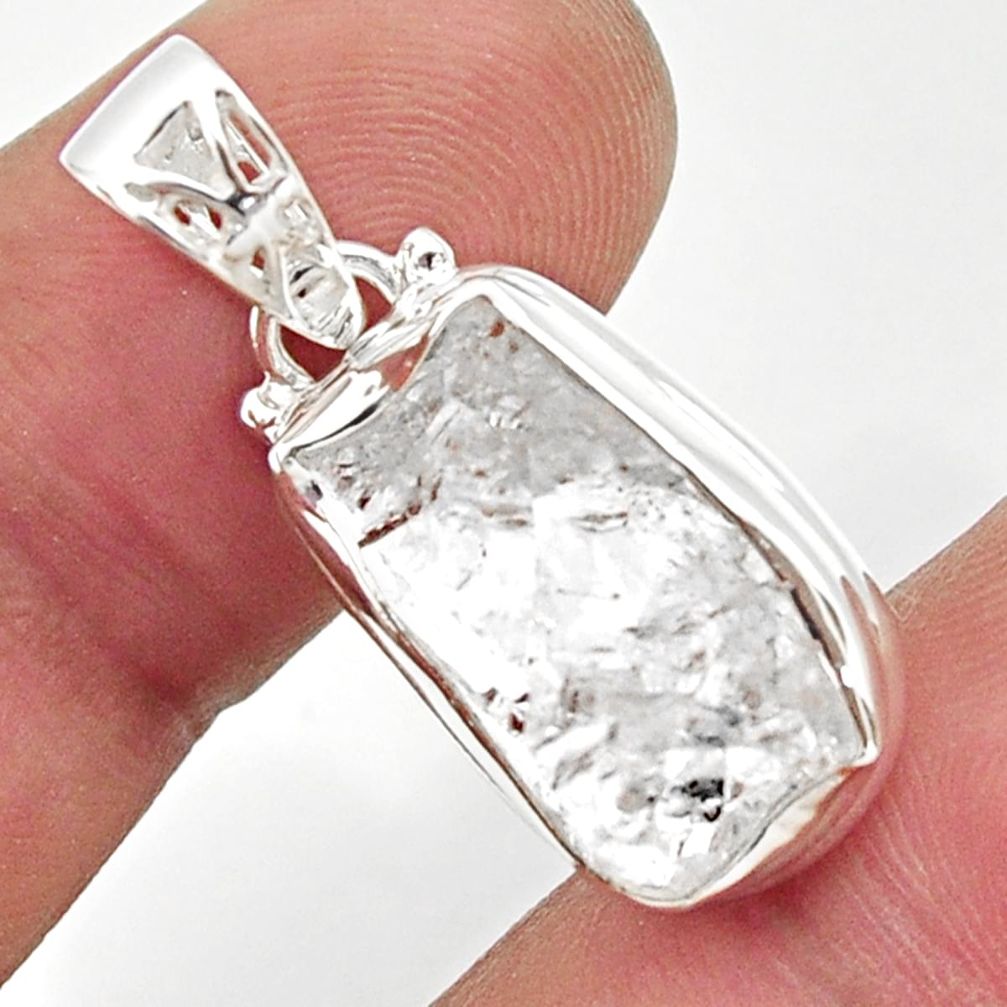 9.33cts natural white herkimer diamond 925 sterling silver pendant r30068
