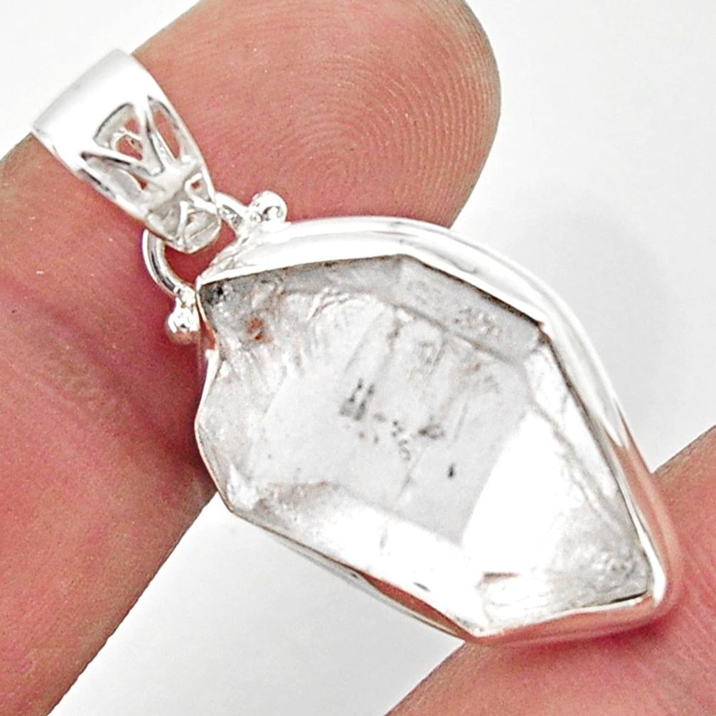 13.60cts natural white herkimer diamond 925 sterling silver pendant r30077