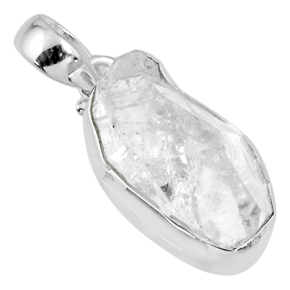 13.99cts natural white herkimer diamond 925 sterling silver pendant r56617