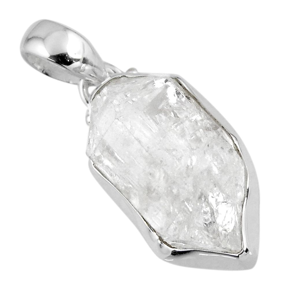 14.47cts natural white herkimer diamond 925 sterling silver pendant r56620