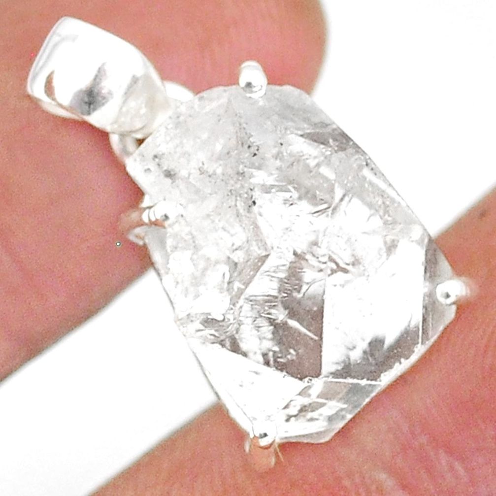 14.79cts natural white herkimer diamond 925 sterling silver pendant r85325