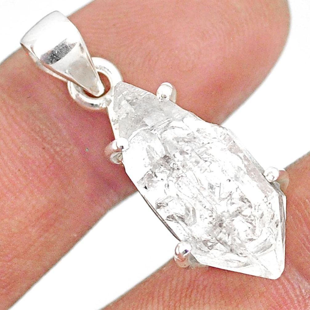 12.71cts natural white herkimer diamond 925 sterling silver pendant r85349