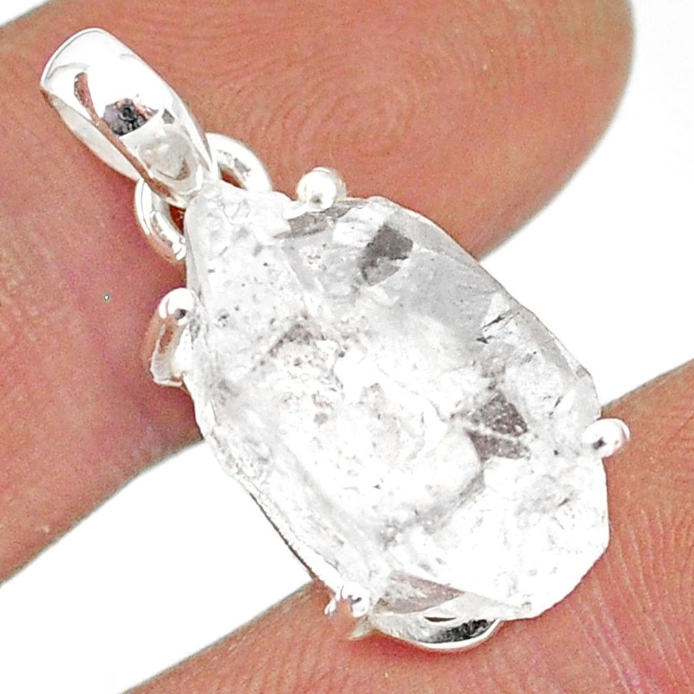 12.66cts natural white herkimer diamond 925 sterling silver pendant r85360