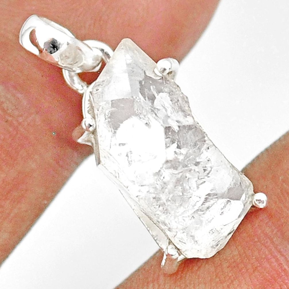 12.17cts natural white herkimer diamond 925 sterling silver pendant r85367