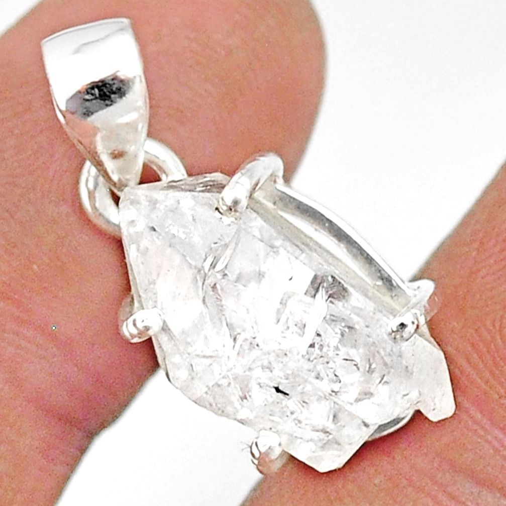 11.65cts natural white herkimer diamond 925 sterling silver pendant r85378