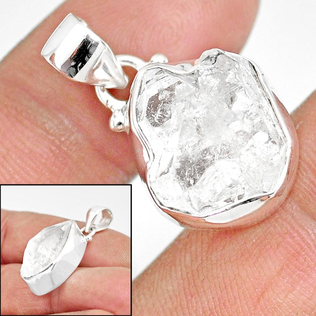 11.57cts natural white herkimer diamond 925 sterling silver pendant r85392