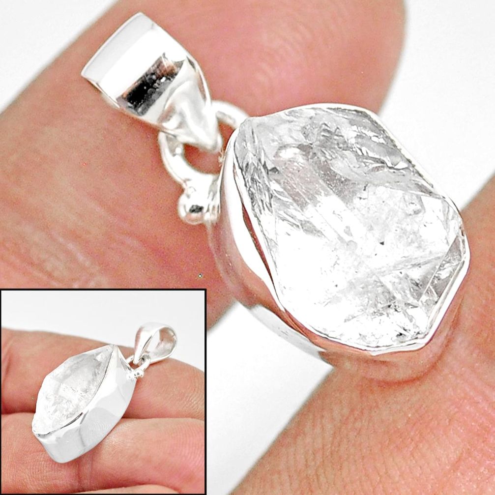 9.27cts natural white herkimer diamond 925 sterling silver pendant r85393