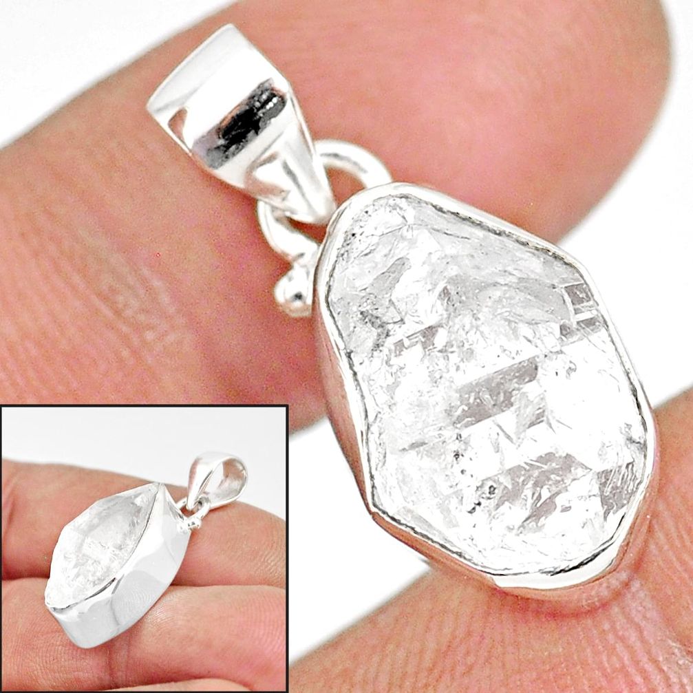 11.55cts natural white herkimer diamond 925 sterling silver pendant r85416