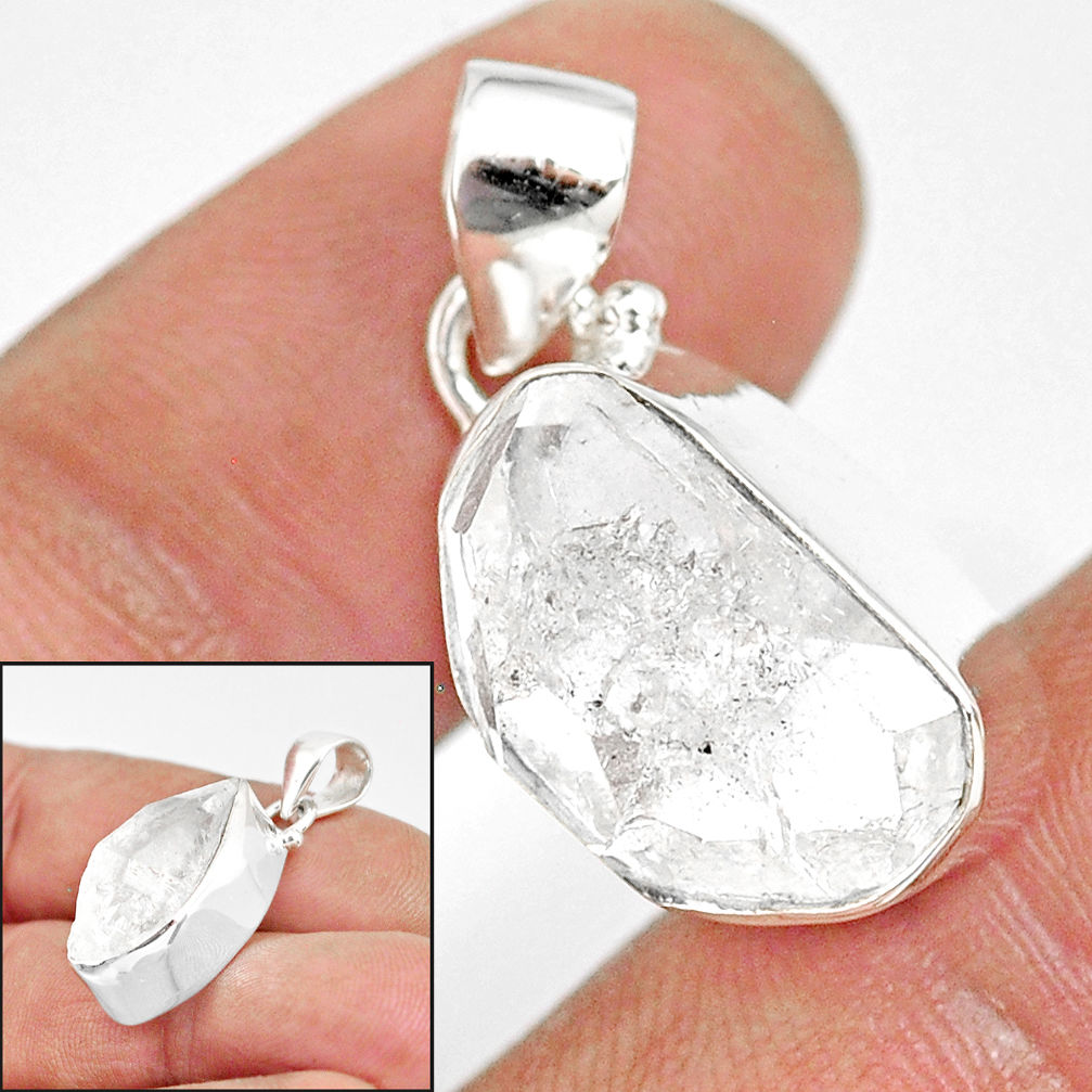 11.55cts natural white herkimer diamond 925 sterling silver pendant r85418
