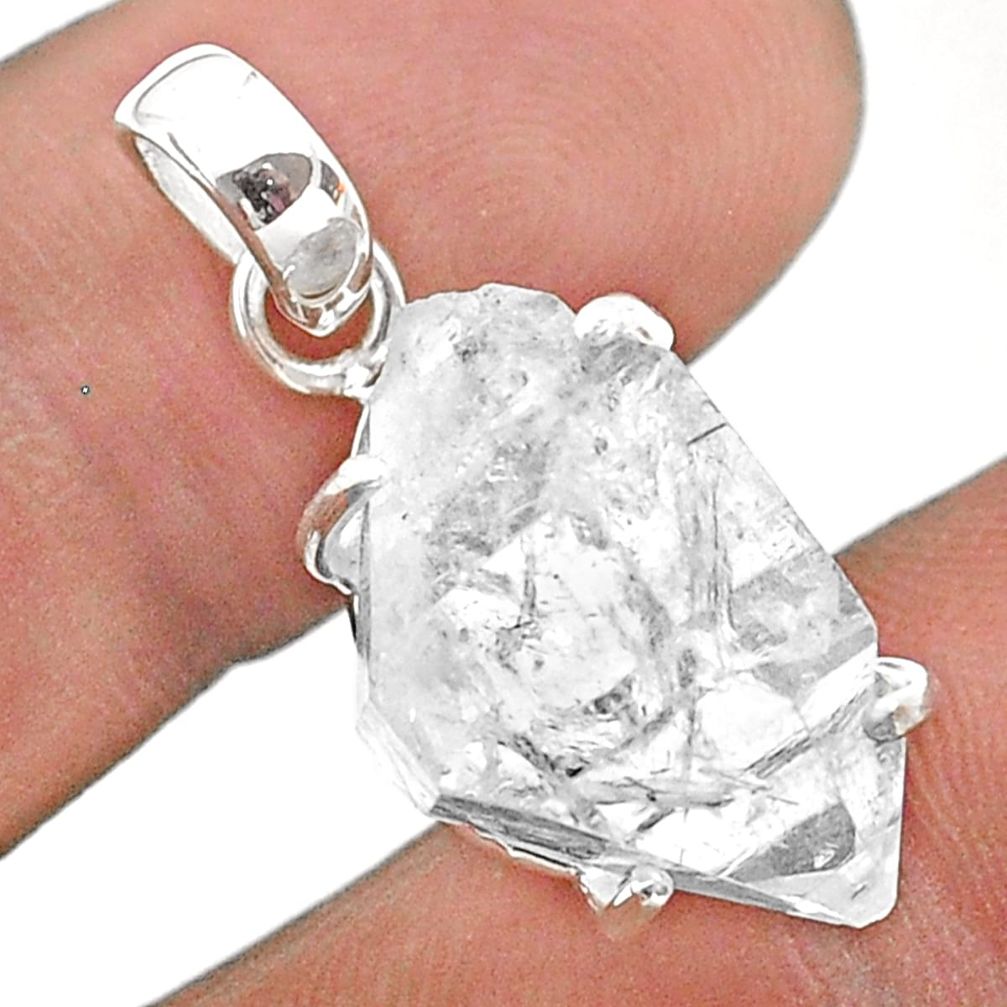 13.08cts natural white herkimer diamond 925 sterling silver pendant t49584