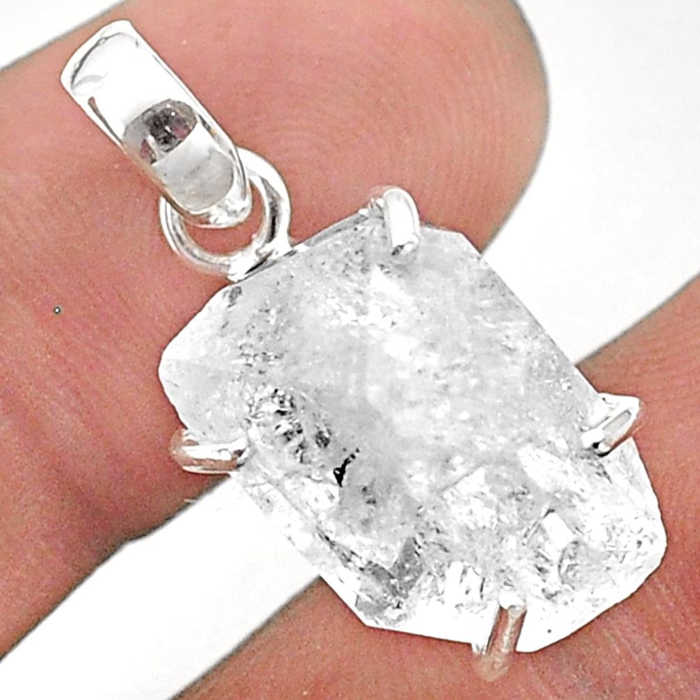 12.66cts natural white herkimer diamond 925 sterling silver pendant t49598