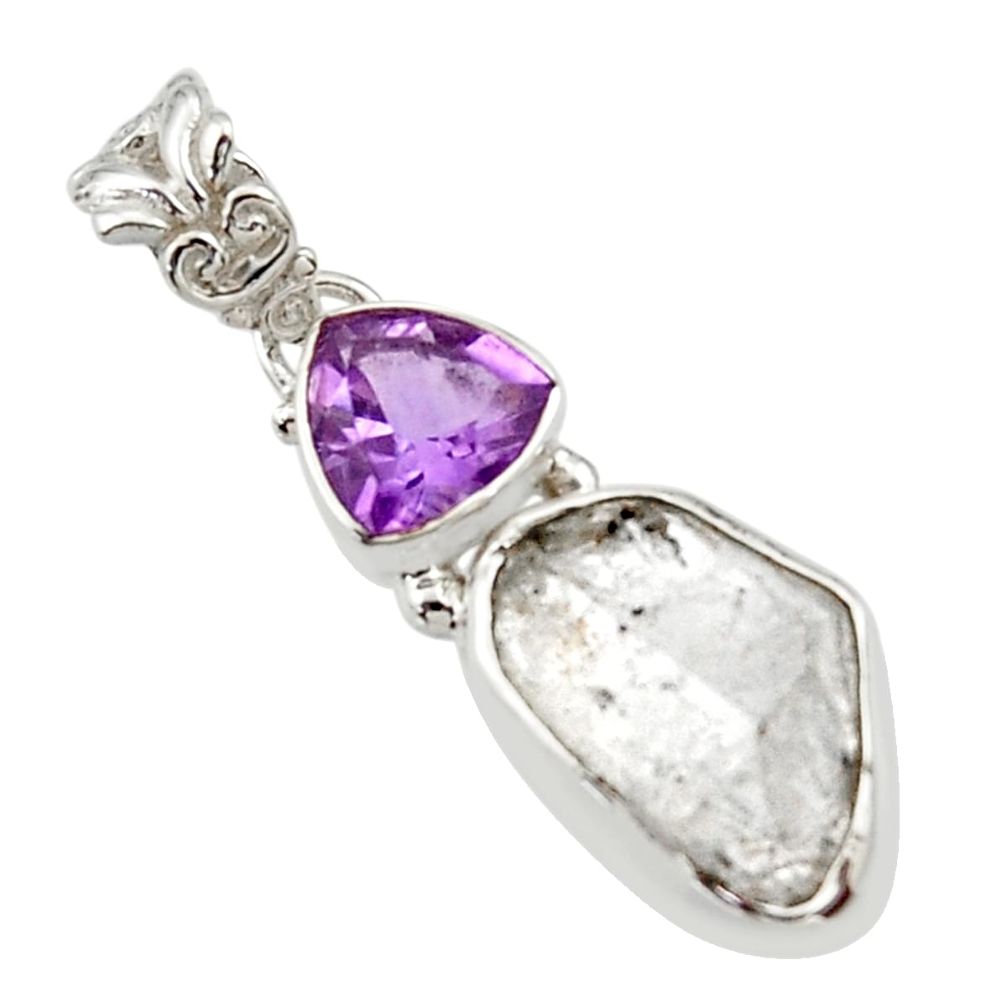 10.23cts natural white herkimer diamond amethyst 925 silver pendant r30098