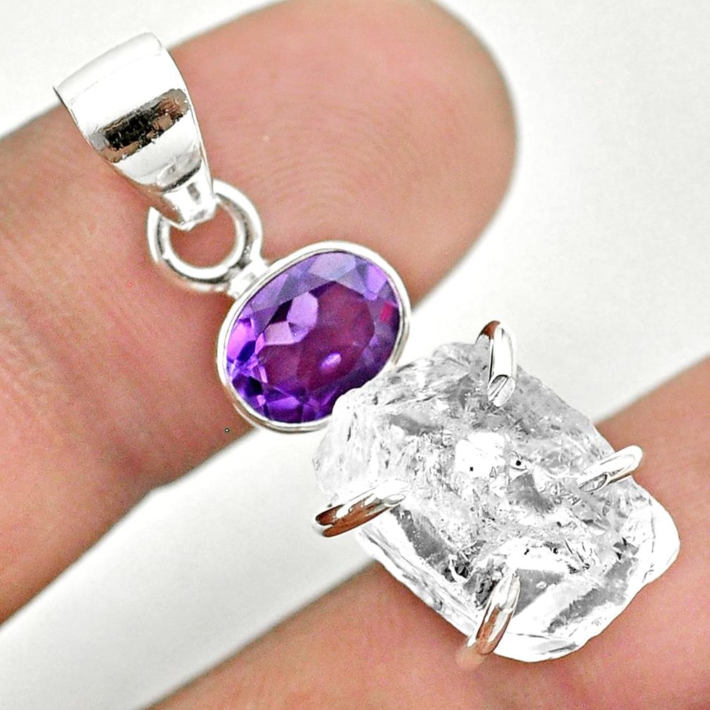 10.75cts natural white herkimer diamond amethyst 925 silver pendant t50132