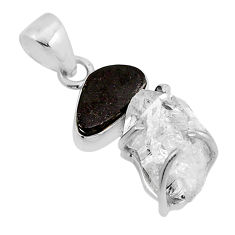 11.45cts natural white herkimer diamond anatase crystal silver pendant y57607