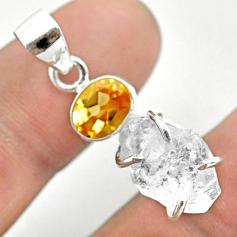 9.65cts natural white herkimer diamond citrine 925 silver pendant t50101