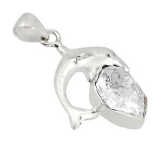 4.82cts natural white herkimer diamond fancy 925 silver dolphin pendant y74723