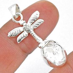 4.52cts natural white herkimer diamond fancy 925 silver dragonfly pendant u77125