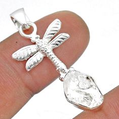 4.52cts natural white herkimer diamond fancy 925 silver dragonfly pendant u77153