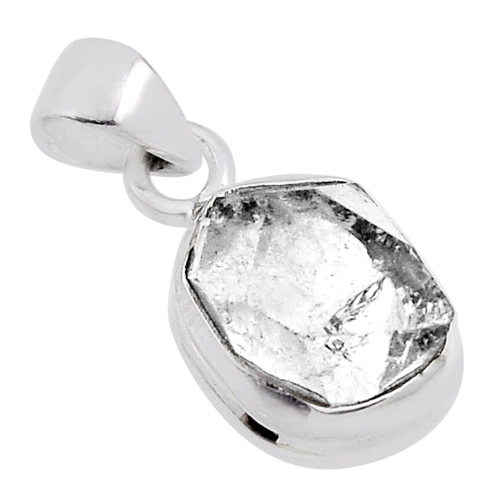 5.46cts natural white herkimer diamond fancy 925 sterling silver pendant n24547