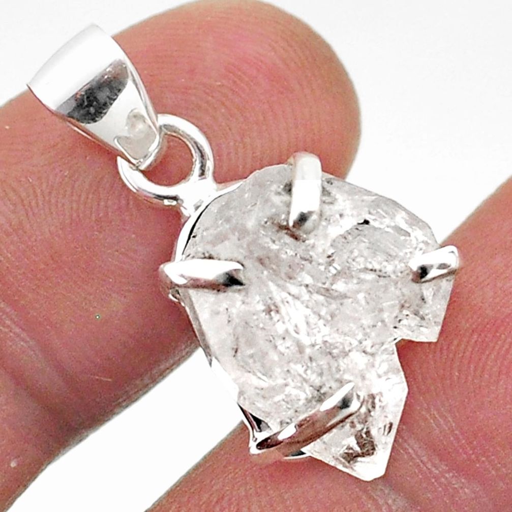 8.03cts natural white herkimer diamond fancy 925 sterling silver pendant t72914