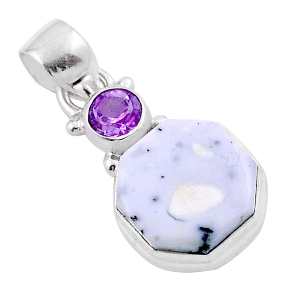 9.26cts natural white howlite amethyst 925 sterling silver pendant u17822