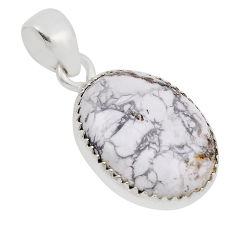 12.60cts natural white howlite oval 925 sterling silver pendant jewelry n27695