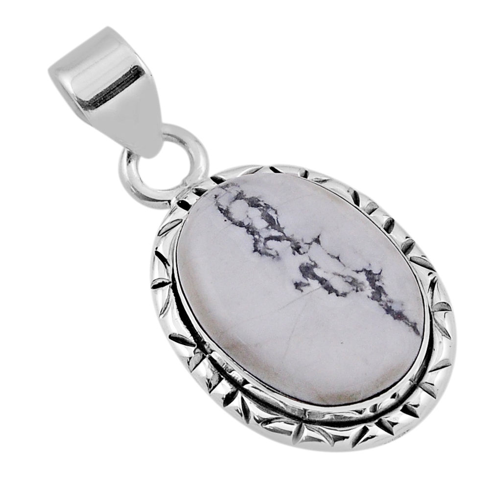 17.25cts natural white howlite oval 925 sterling silver pendant jewelry n32679