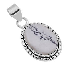 17.25cts natural white howlite oval 925 sterling silver pendant jewelry n32679
