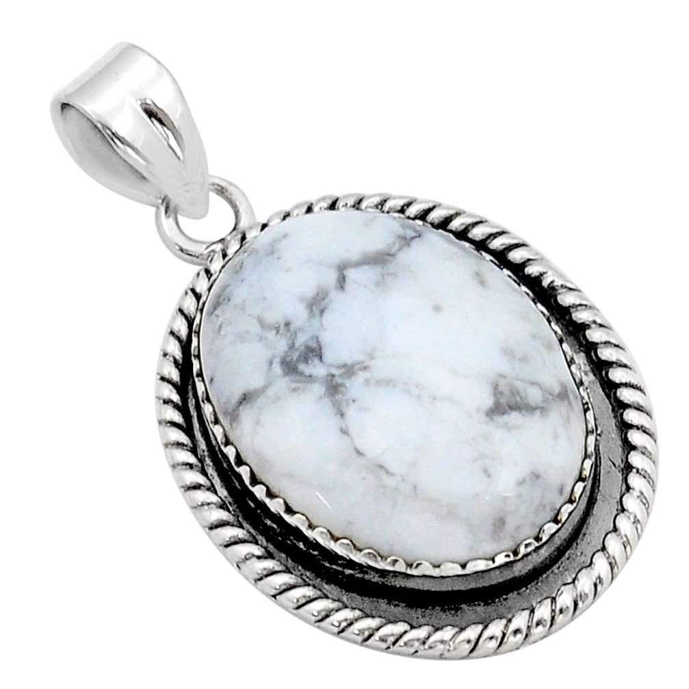 19.50cts natural white howlite oval 925 sterling silver pendant jewelry u89918