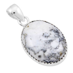 14.98cts natural white howlite oval 925 sterling silver pendant jewelry y31895