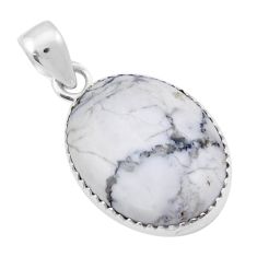 14.98cts natural white howlite oval 925 sterling silver pendant jewelry y31898