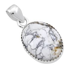 12.62cts natural white howlite oval 925 sterling silver pendant jewelry y31900