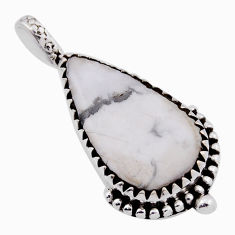 12.17cts natural white howlite pear 925 sterling silver pendant jewelry n35613