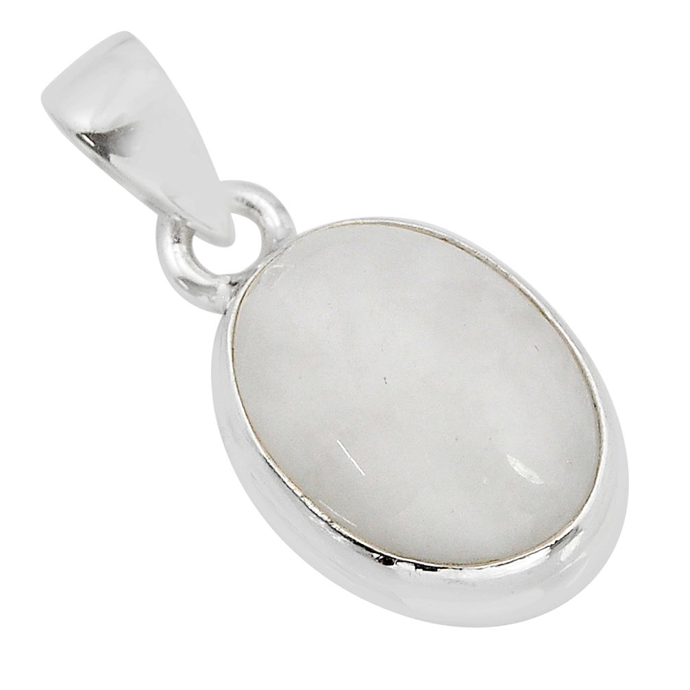 9.59cts natural white moonstone oval 925 sterling silver pendant jewelry y78019