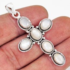 9.35cts natural white moonstone oval sterling silver holy cross pendant y80306