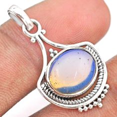 4.83cts natural white opalite oval 925 sterling silver pendant jewelry t96206