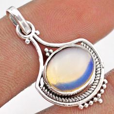 5.23cts natural white opalite oval 925 sterling silver pendant jewelry t96240