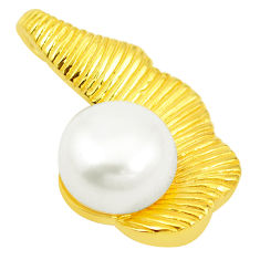 Natural white pearl 925 sterling silver 14k gold pendant jewelry c24032