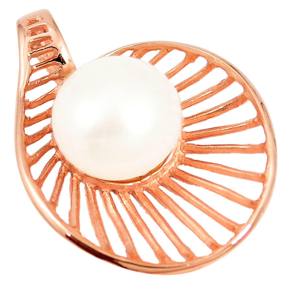 Natural white pearl 925 sterling silver 14k rose gold pendant jewelry c23960