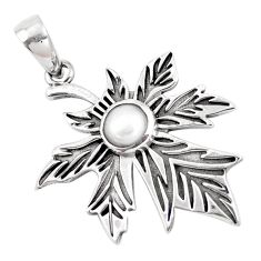Clearance Sale- 2.41cts natural white pearl 925 sterling silver deltoid leaf pendant p14530