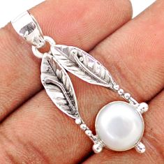 5.03cts natural white pearl 925 sterling silver deltoid leaf pendant t79974
