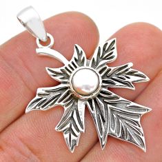 2.18cts natural white pearl 925 sterling silver deltoid leaf pendant u75056