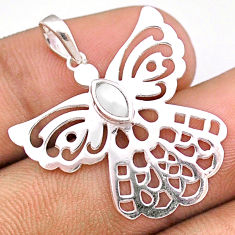 0.37cts natural white pearl 925 sterling silver dragonfly pendant jewelry u17552