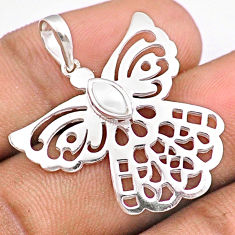 0.42cts natural white pearl 925 sterling silver dragonfly pendant jewelry u17555